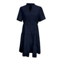 thumbnail image 4 of Chiccall Womens Summer Lace Ruffle Dresses Eyelet Casual Flowy V Neck Short Sleeve Tunic Dress Navy XXL, 4 of 4