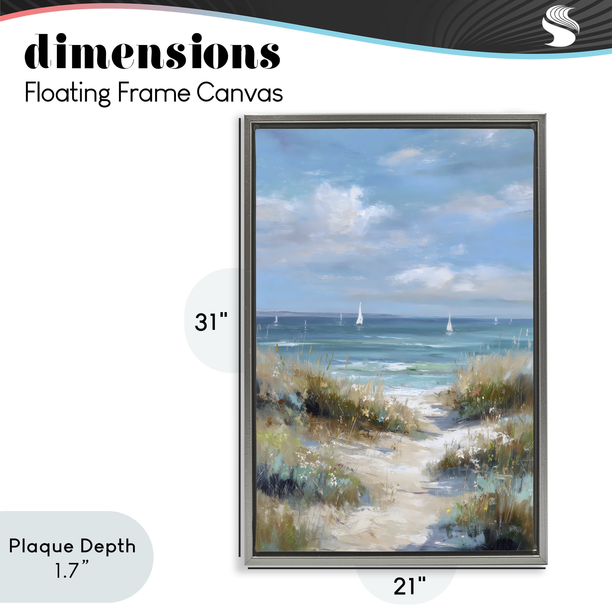 Stupell Industries Sailboat Path Impression Gray Framed Floater Canvas Wall Art, design by Petal Prints Design