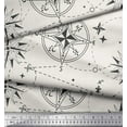 thumbnail image 3 of Soimoi White Rayon Fabric Direction Compass Nautical Printed Fabric 1 Yard 42 Inch Wide, 3 of 3