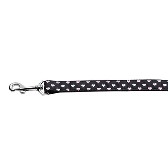 Pet Dog and Cat Nylon Collar or Leash, "Pink Black Dotty Hearts"