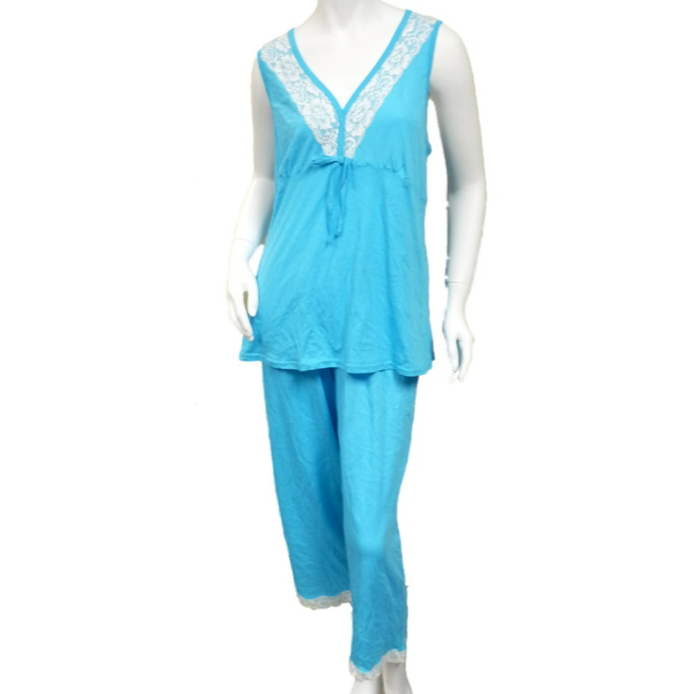 Covington - Covington Women Turquoise Blue Pajamas Jersey Knit ...