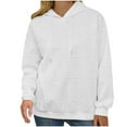 thumbnail image 2 of Hxshgdsn Womens Tops Women's Solid Color Zipper Long Sleeve Hooded Pocket Sweater Coat Jacket Fall Outfits For Women 2025 White L, 2 of 9