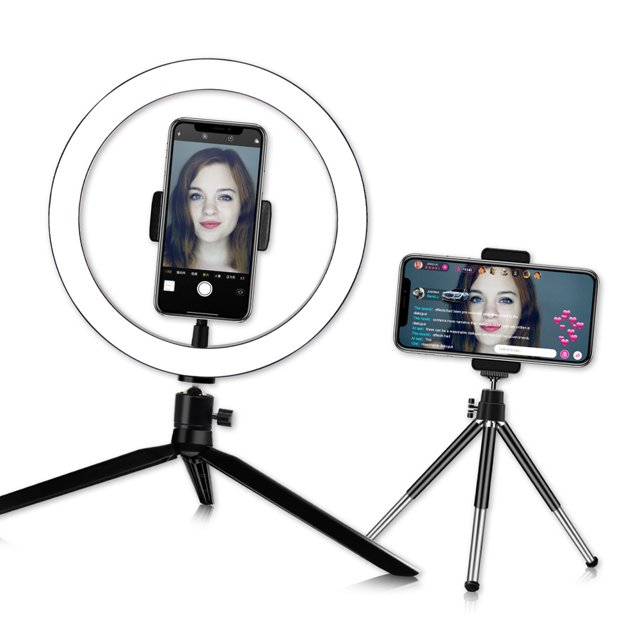 Graflsoa 360° Rotatable USB-Powered LED Ring Light with Adjustable Tripod, 10-Level Dimming & Color Temp for Selfies, Makeup, and Video Lighting