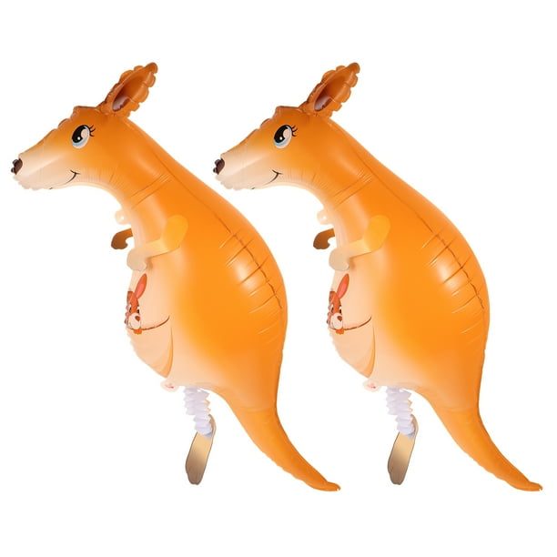 2 globos de animales caminantes, adorables globos de aluminio, decoraciones para fiesta de cumpleaños infantil (canguro)