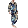 thumbnail image 2 of Salouo Abstract Blue Squares Print Button-Front Long Sleeve Pajama Set for Men, Soft 2Pjs Men's Long Sleeve Sleepwear-Large, 2 of 7