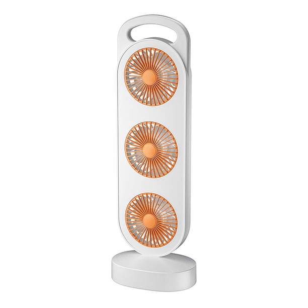 Ventilador con Diseño de Triple Turbina, Carga USB, Ventilador de Escritorio de Viento Fuerte, Ventilador para Dormitorio Doméstico, Funcionamiento Silencioso, y Naranja