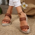 thumbnail image 3 of Womens Platform Slip on Sandals Fashion Summer Braided Leather Wedge High Heel Dress Slippers for Ladies 2025, 3 of 5