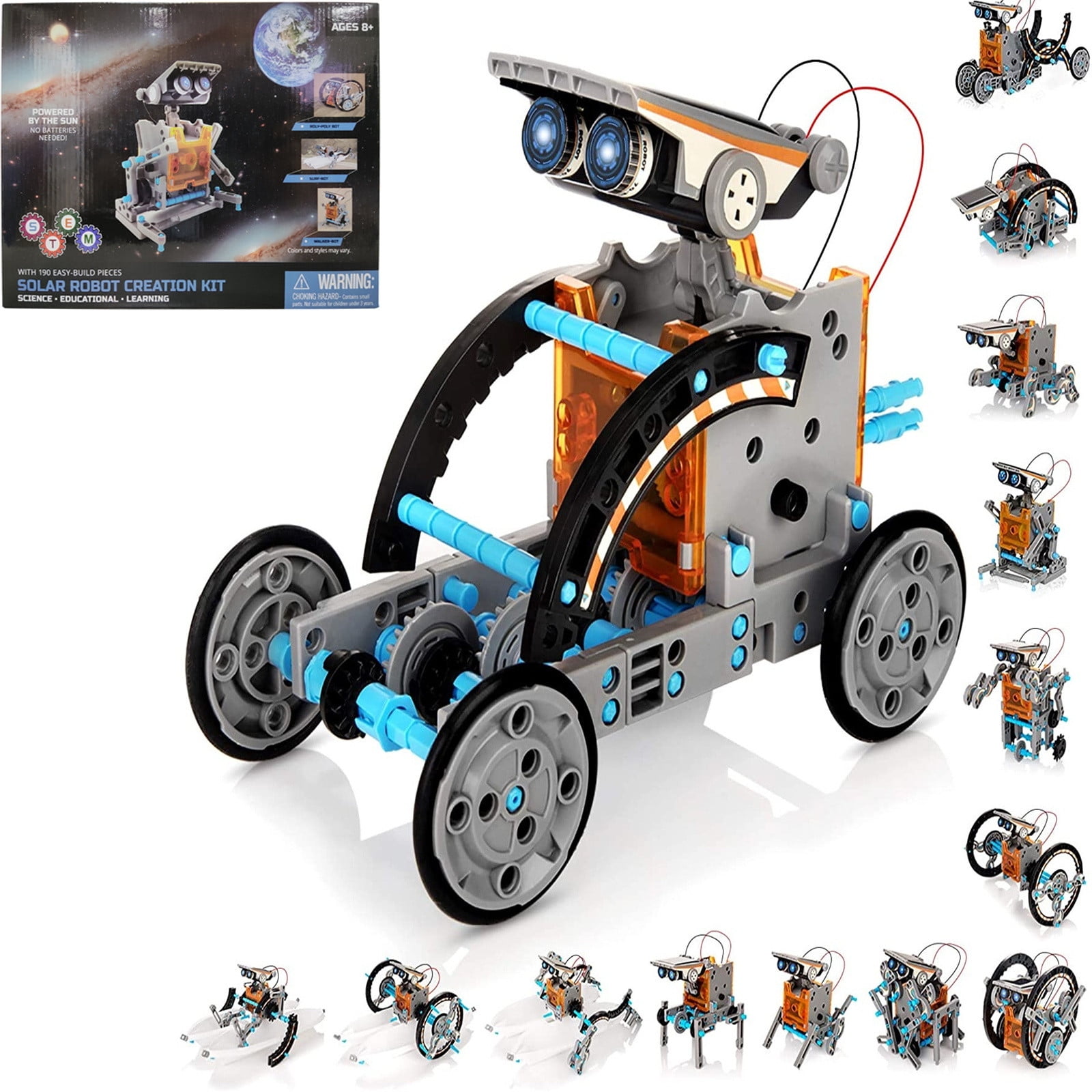 13-in-1 Solar Robot Toy Kit, 190PCS DIY Science Educational Robotic Toys, Building Experiment Robotics Set for Birthday Party Holiday Christmas Gifts
