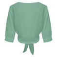 thumbnail image 7 of Sewkxo Summer Cardigans for Women Lightweight Cropped Sheer Chiffon Shrug for Tie Front Elbow Sleeve Beach Cover Up Top,Army Green 2XL, 7 of 7
