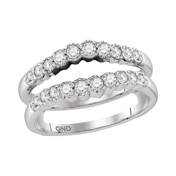 14kt White Gold Womens Round Diamond Ring Guard Wrap Solitaire Enhancer 1/2 Cttw