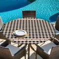 thumbnail image 6 of Country Star Plaid Round Tablecloth, Fitted Table Cover with Elastic for 36"-44" Round Tables, Black Retro American Farm Barn Berry Table Cloth Outdoor Indoor Dinning Party Waterproof Tablecloths, 6 of 7