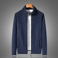 thumbnail image 2 of TFEOQRY Casual Jacket for Men Solid Color Zipper Overcoat with Pockets Long Sleeve Hoodless Outwear Dark Blue, 2 of 7