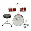 Complete Kids Medium Drum Set with Cymbal, Stool, and Sticks - Red