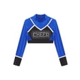 thumbnail image 3 of TiaoBug Kids Girls Sparkle Printed Cheerleading Dance Crop Tops Long Sleeve Tee Shirts Cheer Leader Uniform Dance Costume Blue 10, 3 of 7