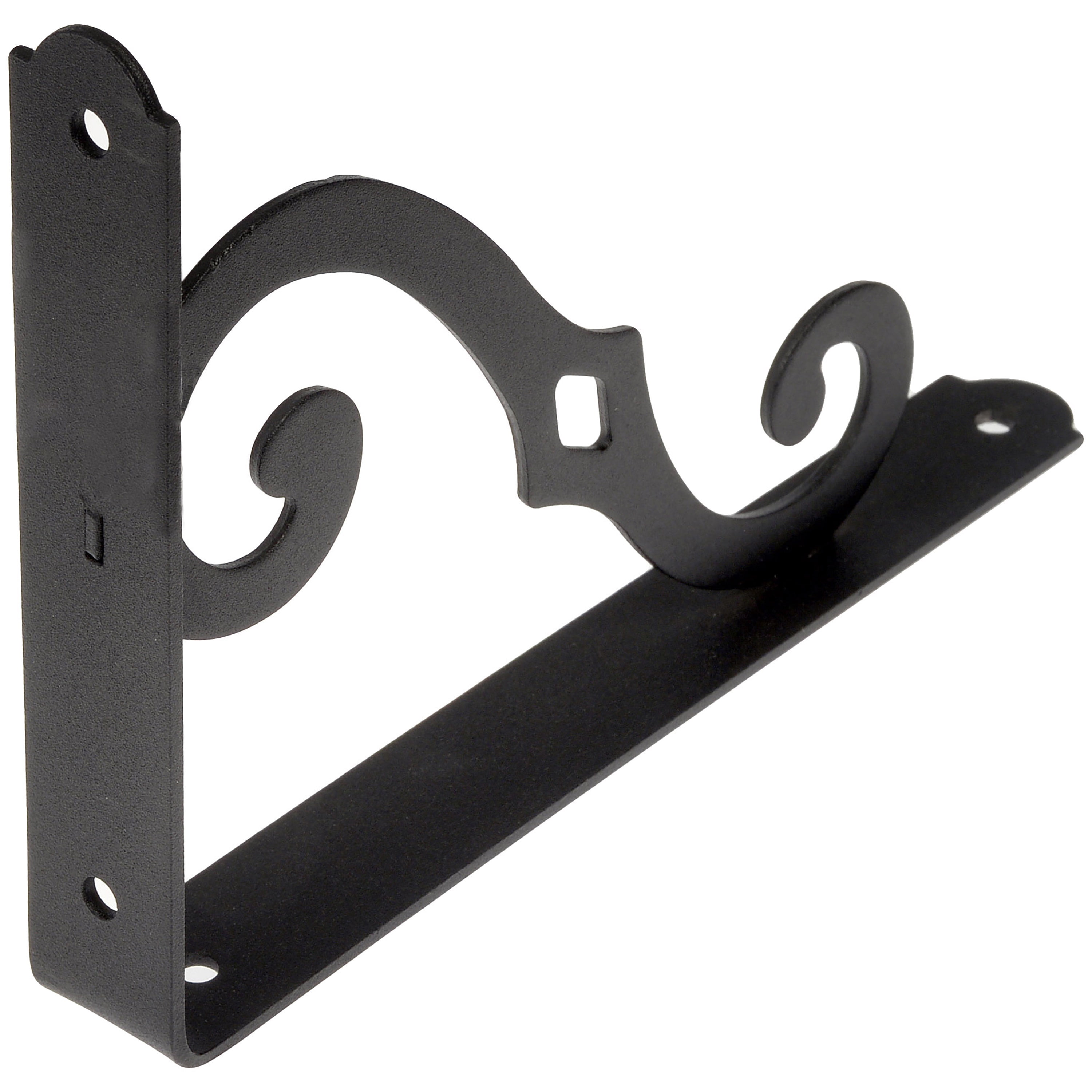 (2 pack) Hyper Tough 8" x 5-1/2" Shelf Bracket, Decorative Scroll, Black, Metal, Pre-Drilled Holes