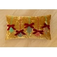 thumbnail image 2 of Fennco Styles Gold Velvet Christmas Throw Pillow 12" X 20" - Refined Holiday Ornaments Embroidered Cushion for Home, Winter Holidays Décor, and Special Occasions, 2 of 8