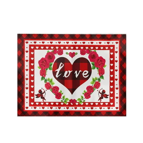 KDFWDM Valentine's Day Red Love Hearts Placemats, Farmhouse Dining Table Place Mats, Anniversary Wedding Holiday Kitchen Decor Home Decoration