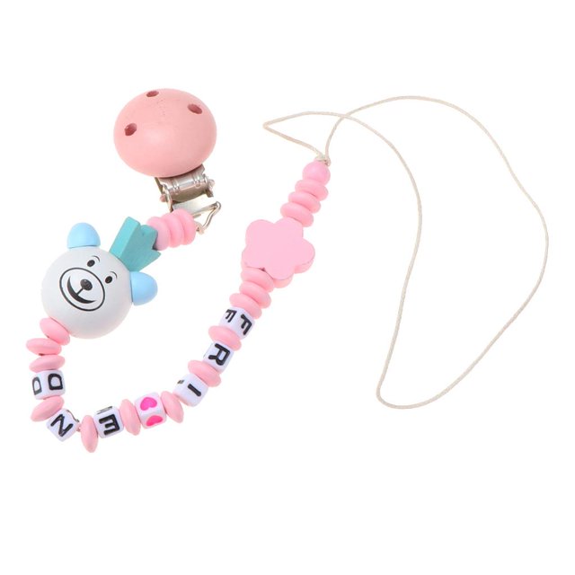 Chupete Pezón Cadena Clip Hebilla Titular de , 20cm Rosado Baoblaze Cadena de madera del pacificador