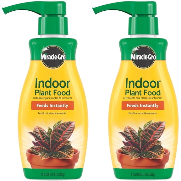 Miracle-Gro Indoor Plant Food, Liquid Plant Food for Houseplants, Snake Plants, Peace Lilies, Flowers, Vegetables, Herbs and More, 8 oz., 2-Pack