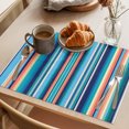 thumbnail image 3 of Mexican Style Placemats Set of 8 Colorful Mexico Stripes Light Blue Place Mats Indoor Wipeable Table Mats Washable Cloth Dining Table Placemats for Kitchen Holiday Party Home Decor 13x19 Inch, 3 of 9