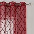 thumbnail image 5 of Pinewave Sheer Curtains 84 inch Set of 2 Geometric Embroidered Light Filtering Window Panels Moroccan Trellis,Grommet Top,Red, 5 of 5