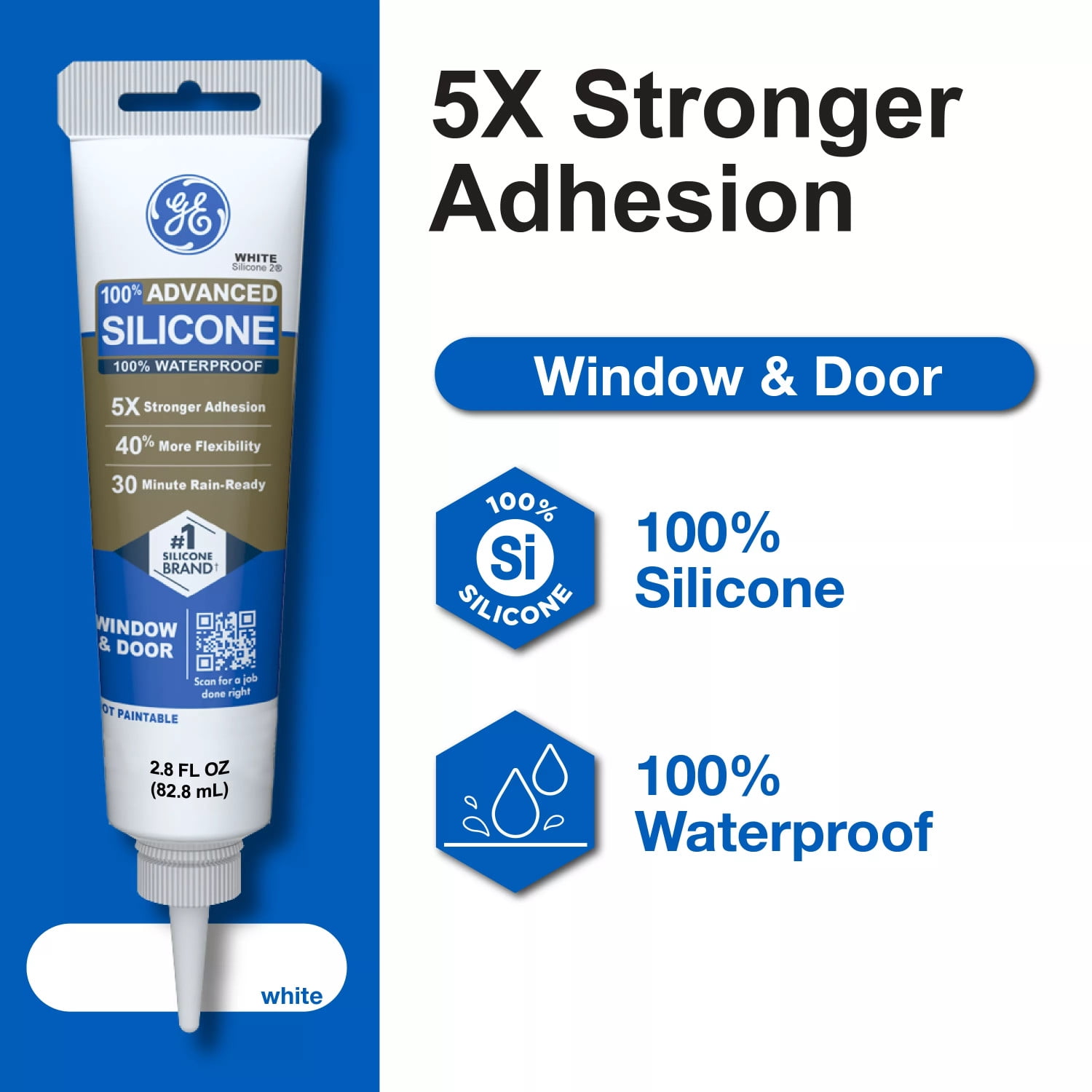 GE, Silicone Window & Door Sealant, 2.8 fl oz, Clear - Walmart.com
