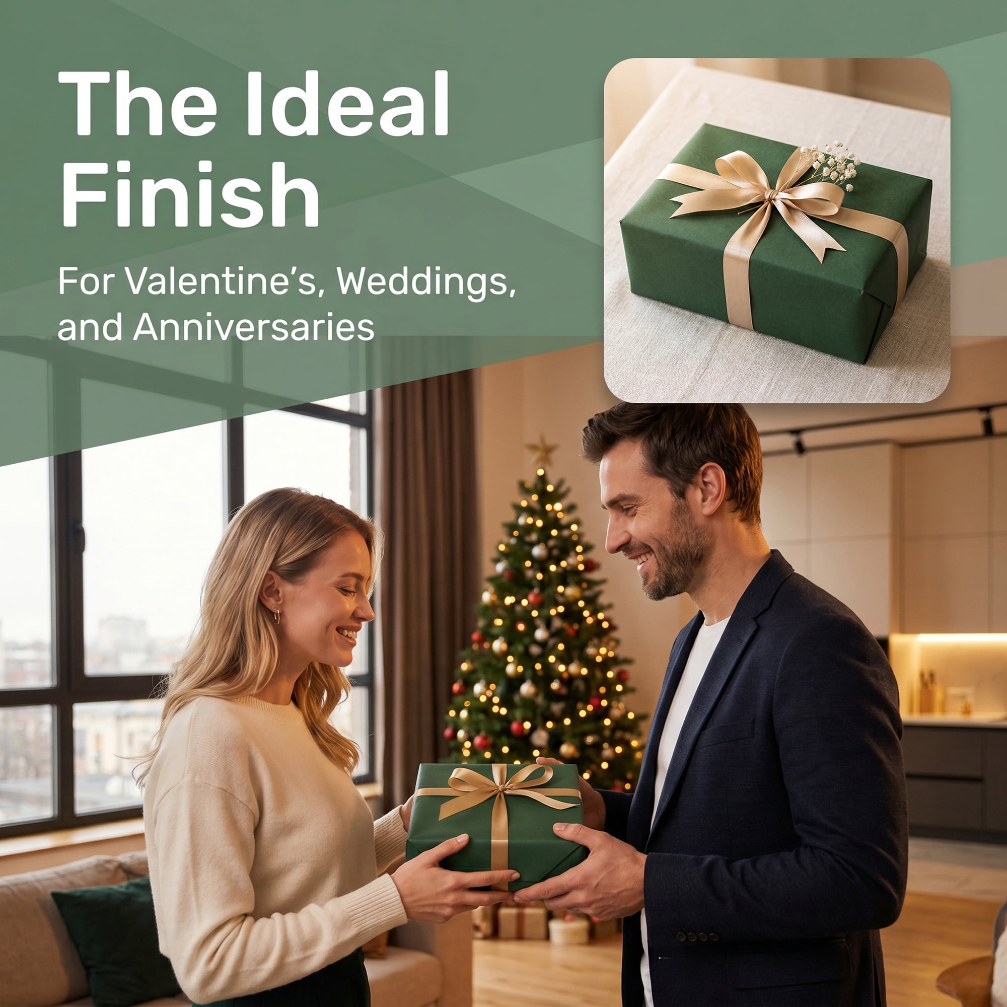 Unique Bargains Thick Gift Wrapping Paper Anti-Tear Giant Matte Sheets Green 39.4" x 27.6"