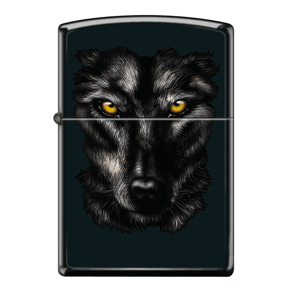 Intense Black Wolf Black Matte Zippo Lighter
