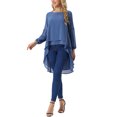 thumbnail image 2 of INSPIRAR CHIC Blusas Asimétricas de Manga Larga con Cuello Redondo para Mujeres, Casual y Elegante, Chiffon, Color Gris Azul, 2 of 6