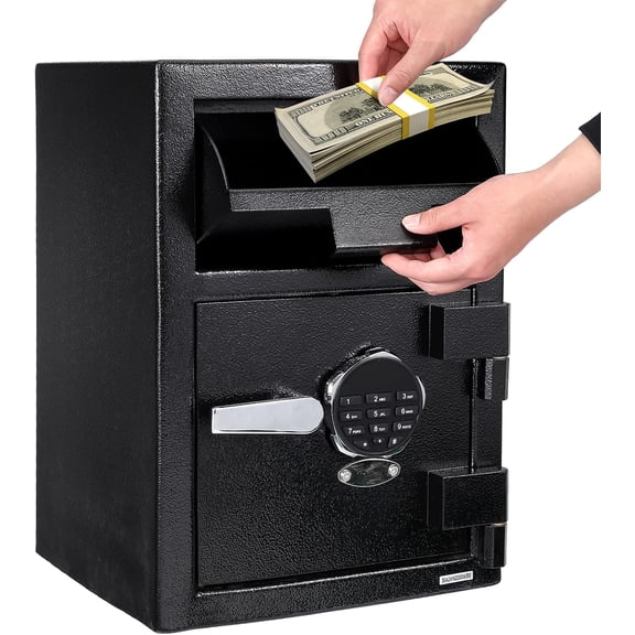 Goldensoil Depository Safe Box with Keypad, withTwo Emergency Keys, 40 x 35 x 69", Black