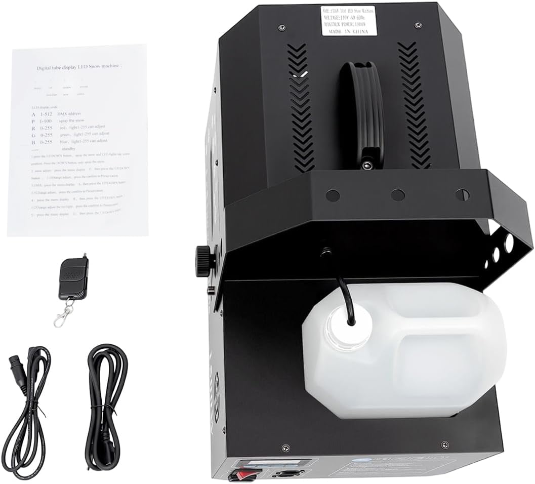 Miumaeov Snowflake Machine 1500W 12 LED DMX Stage Snowflake Machine with Wireless Remote Snow Machine for Parties Stage Wedding Live Concert Dj and Family Gatherings
