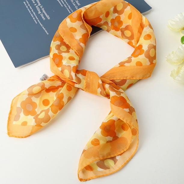 Xiao Hua Elegante bufanda personalizada, cuadrada de gasa, chal de seda, versátil y sencilla (amarilla).