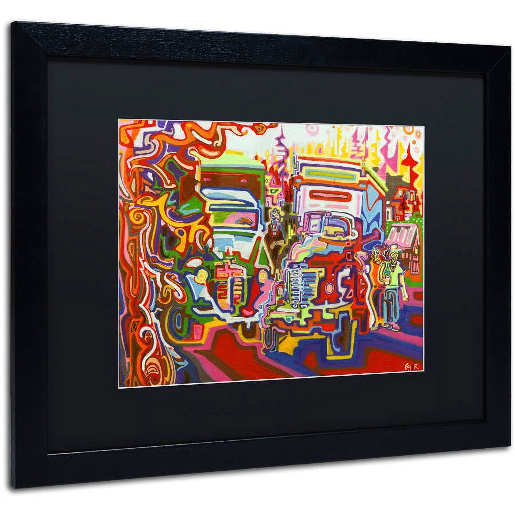 Trademark Fine Art "Trucks" Canvas Art by Josh Byer, Black Matte, Black Frame