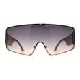 thumbnail image 2 of Oceanic Gradient Oversized Squared Shield Rimless Mob Sunglasses Gold Tortoise Smoke, 2 of 4