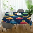 thumbnail image 3 of Yayeee Tablecloths 54" x 54" Rectangle Wrinkle Resistant Party Table Cover, Rainbow Space Cat, 3 of 8