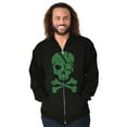 thumbnail image 5 of Irish Skull Crossbones St Pattys Day Zip Up Hoodie Men's Women's Brisco Brands S, 5 of 6
