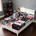 thumbnail image 4 of Manfei Boys Basketball Twin Sheets, Sport Plaid Bedding, Black Red 3-Piece(1 Flat Sheet, 1 Fitted Sheet and 1 Pillowcase), 4 of 6