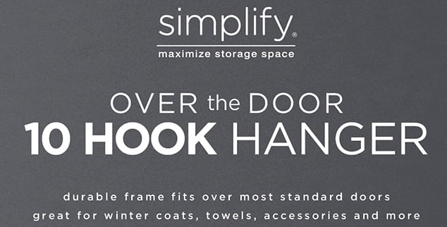 Simplify 10 Hook Over-the-Door Organizers in Black