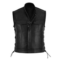 Manxivoo Motorcycle Jacket Men Fashion Casual Solid Color Vest Motorcycle Fleet Punk Leather Vest Coat Vest Jackets for Men Black