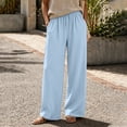 thumbnail image 6 of ZHYou No Boundarie Womens Wide Leg Pants Drawstring High Waist Lightweight Flowy Floor Length Casual Lounge Trousers with Side Pockets,Light Blue,Size L, 6 of 7