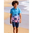 thumbnail image 5 of Lanbubble Boys Polo Shirt Hawaiian Palm Print Short Sleeve Casual Golf Collared Shirts Sizes 7-14Y, 5 of 7