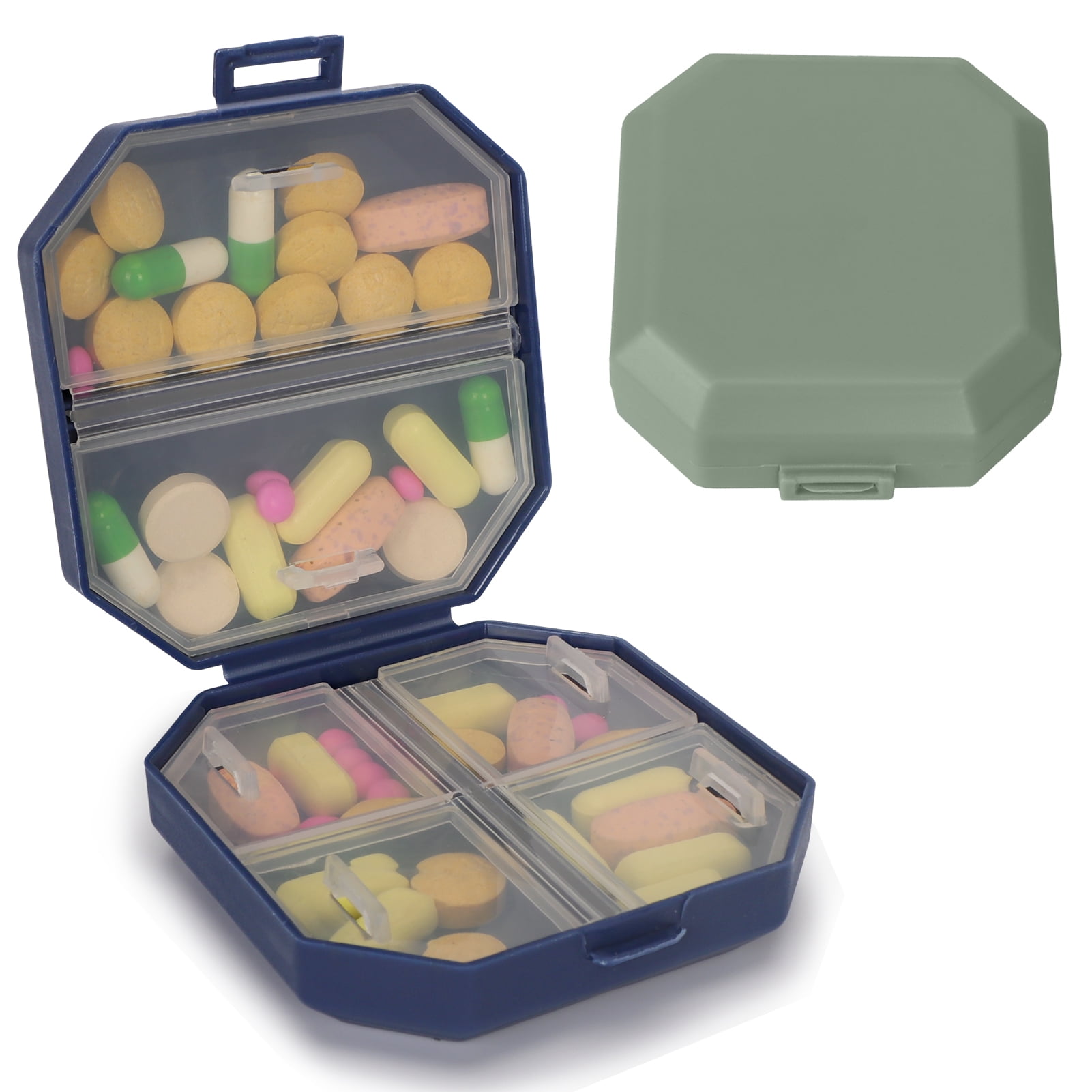 Skycase Pill Organizer, [2 Pack] Travel Pill Cases, Mini Weekly Pill