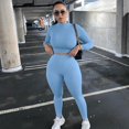 thumbnail image 1 of Conjuntos de dos piezas para mujer, chándales sólidos de otoño, ropa deportiva elástica de cintura alta, Tops cortos y mallas, trajes a juego Tan Jianjun  unisex, 1 of 2