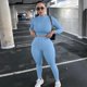 thumbnail image 1 of Conjuntos de dos piezas para mujer, chándales sólidos de otoño, ropa deportiva elástica de cintura alta, Tops cortos y mallas, trajes a juego Tan Jianjun  unisex, 1 of 2