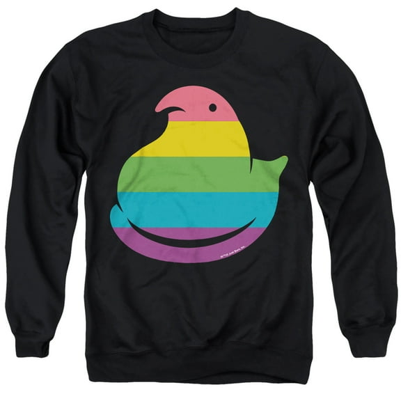 Rainbow Striped Easter Peep Unisex Adult Crewneck Sweatshirt, Black, X-Large