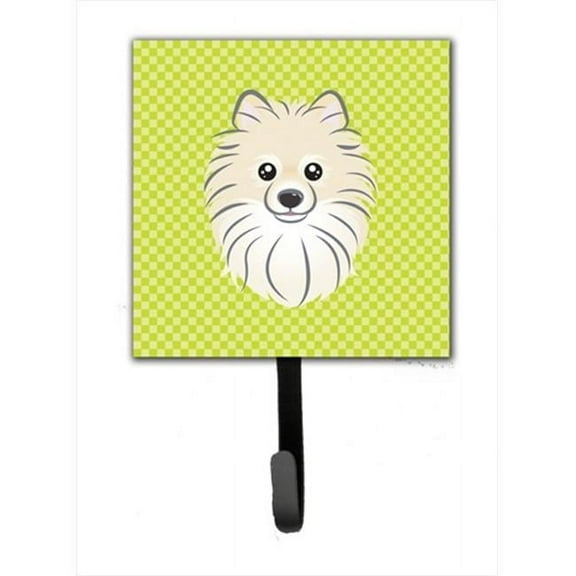 Carolines Treasures Checkerboard Lime Green Pomeranian Leash or Key Holder 7Hx4.25W multicolor