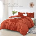 thumbnail image 2 of RYNGHIPY Rust Tufted Comforter Set Queen Size 3Pcs Burnt Orange Boho Farmhouse Style Quilt Set Geometric Lightweight Microfiber Bedding Sets with 1 Comforter, 2 Pillowcases (Queen, Burnt Orange), 2 of 8