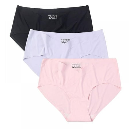 3 Pack Women s V-shaped Low-rise Pregnancy Briefs Comfortable Traceless Ice Silk Maternity Panties Solid Seamless Maternity Underpants
