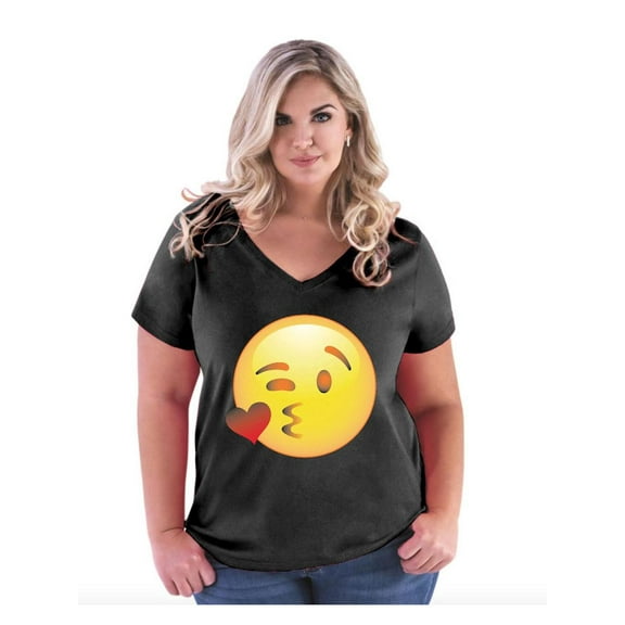Normal is Boring - Women's Plus Size V-neck T-Shirt, up to Size 28 - Emoji Winky Face