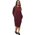 thumbnail image 5 of Baby'O Women's Brushed Sweater Knit Pleated Front Slouch Pocket Midi Dress, 5 of 5